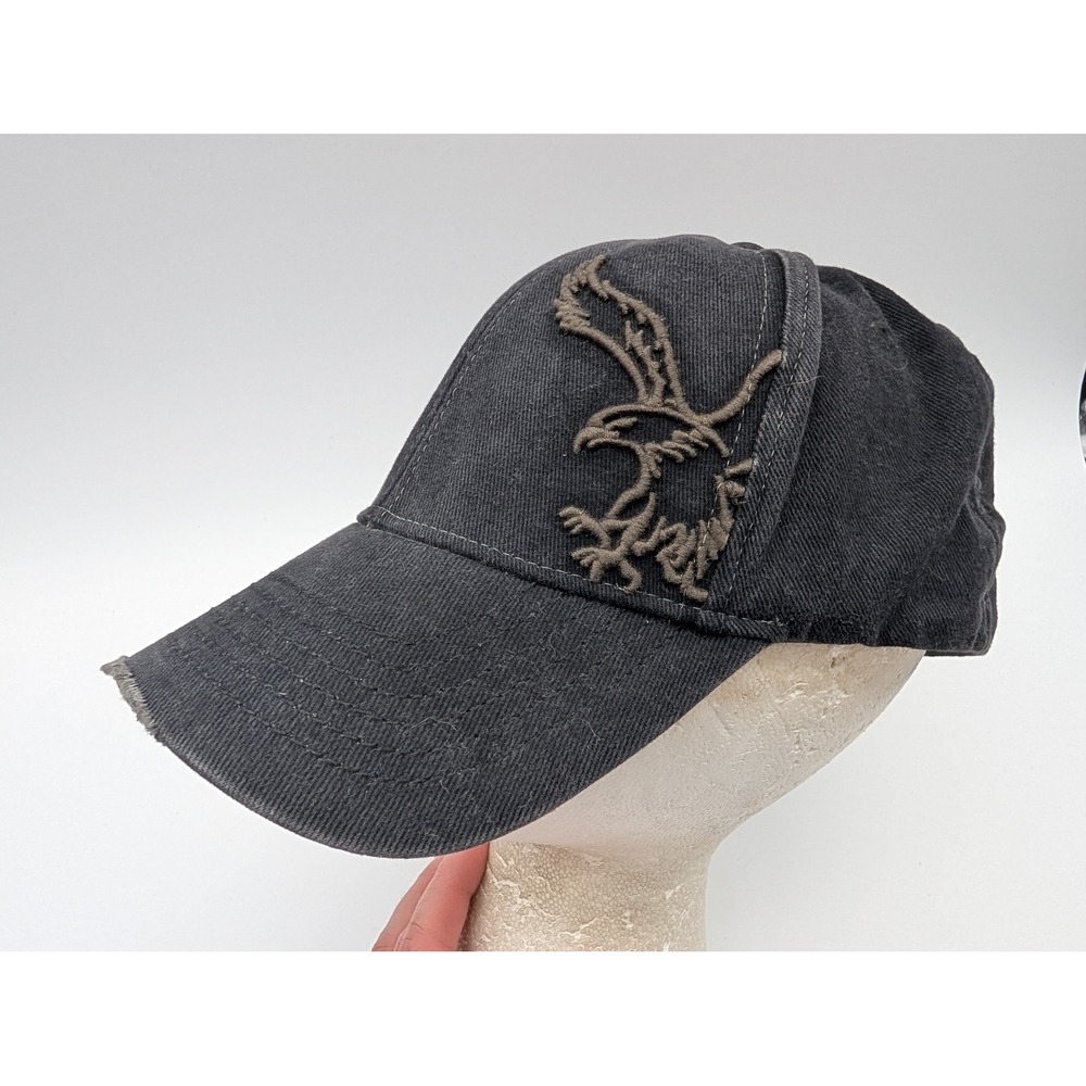 American Eagle Outfitters Black Washed Denim Eagle Logo Baseball Cap L-XL